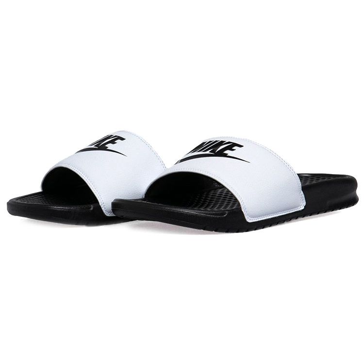 Nike Benassi Шлепанцы Белые Сандалии Унисекс Черно-Черные 343880-100