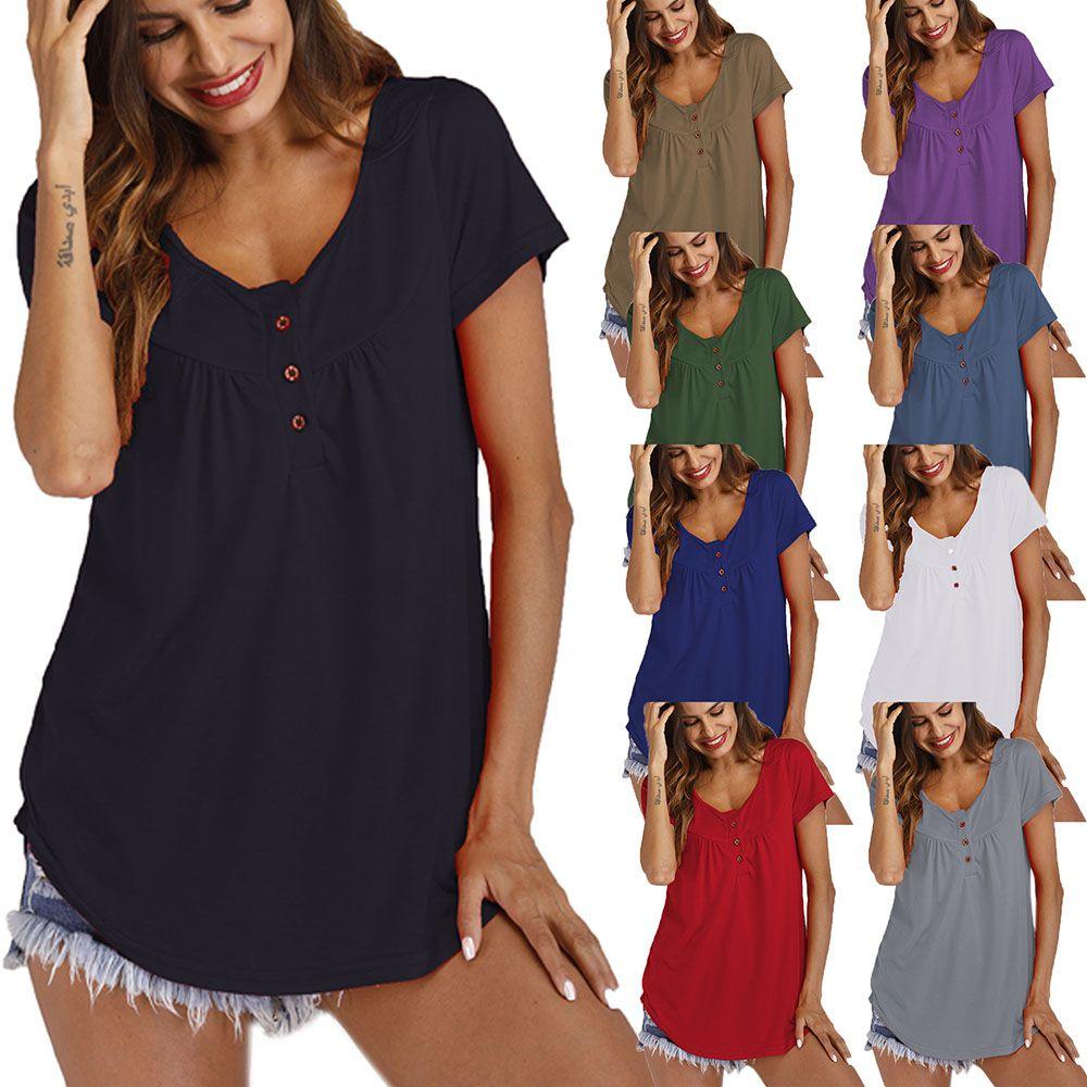 Stylish Women's Summer Short Sleeve Blouse In Vibrant Colors Plus Size Casual Tunic