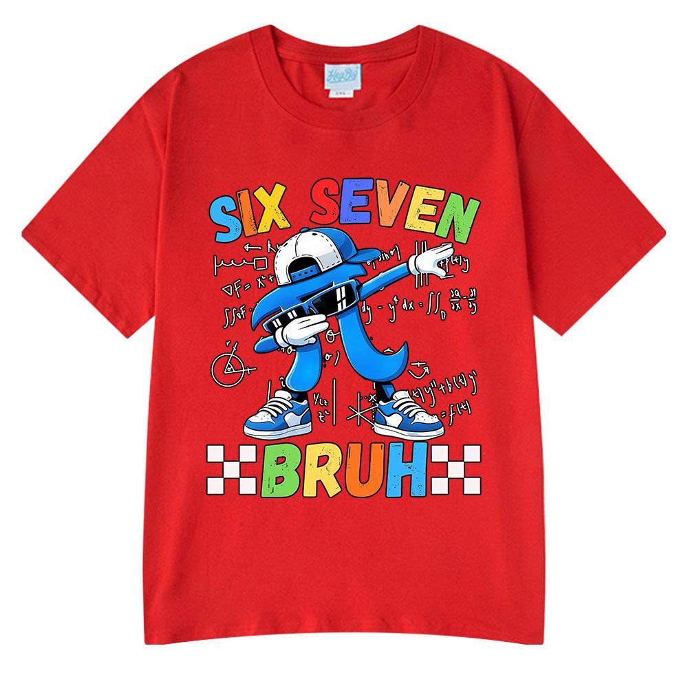 Six Seven Bruh Pi Day Dabbing Funny Cartoon Meme T Shirts Unisex Women Clothing Fashion Harajuku Cotton Casual Short Sleeve T-shirt