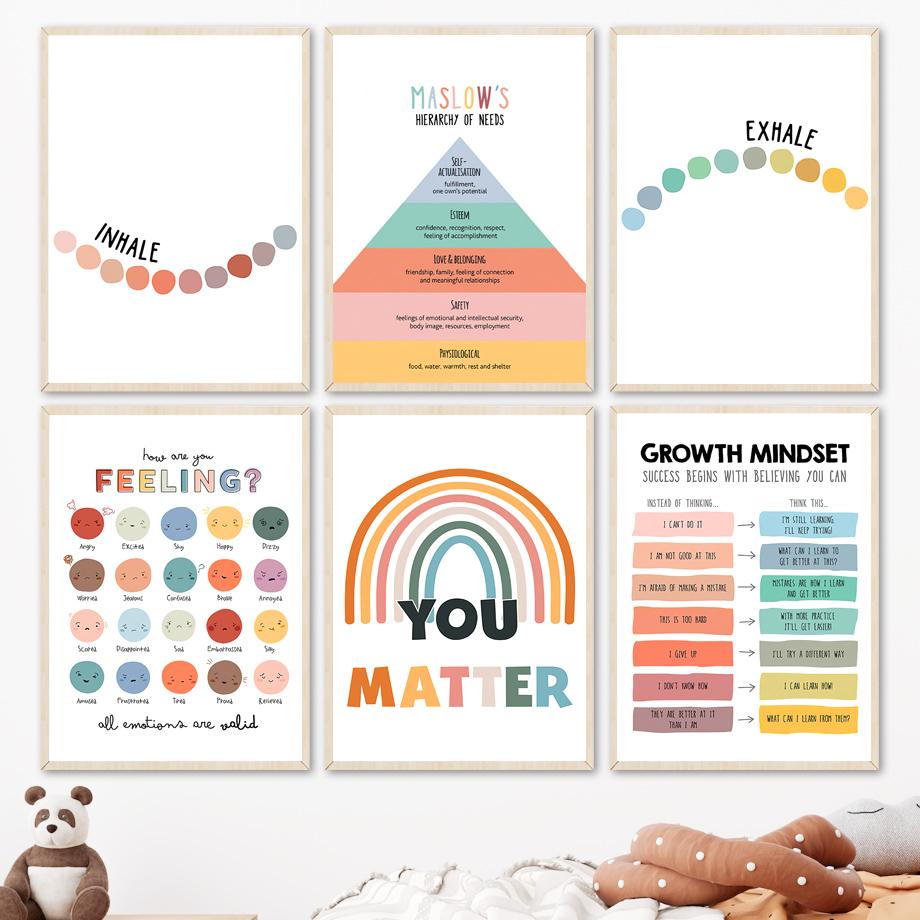 Психическое здоровье, психотерапия, настенная живопись на холсте, плакаты на скандинавскую тему и принты, настенные панно, детская комната, консультант, офисный декор