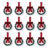Mini Christmas Cabinet Wreaths 5.1 Inch Small Kitchen Xmas Decor with Red Ribbon Bow Plastic Rattan Fabric Window Door Office Holiday Decoration