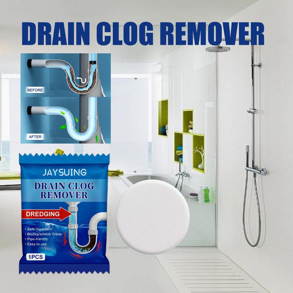 Jaysuing Drain Pipe Cleaner Tablets  Effervescent  Deodorizing Drain Cleaning Pipes For Kitchen Bathroom Laundry 1 PC
