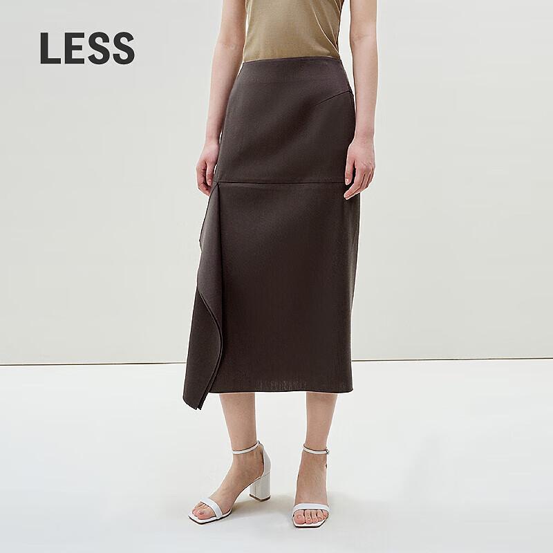 LESS 2025 Spring Lamb Wool Retro Long Skirt