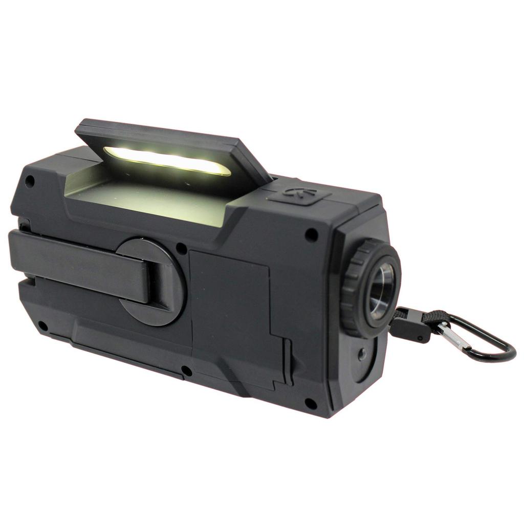 WINTECH Disaster Prevention Splashproof Charging Portable Radio with LED Light White Mobile Charging USB Cable and Type C Adapter Dry Battery