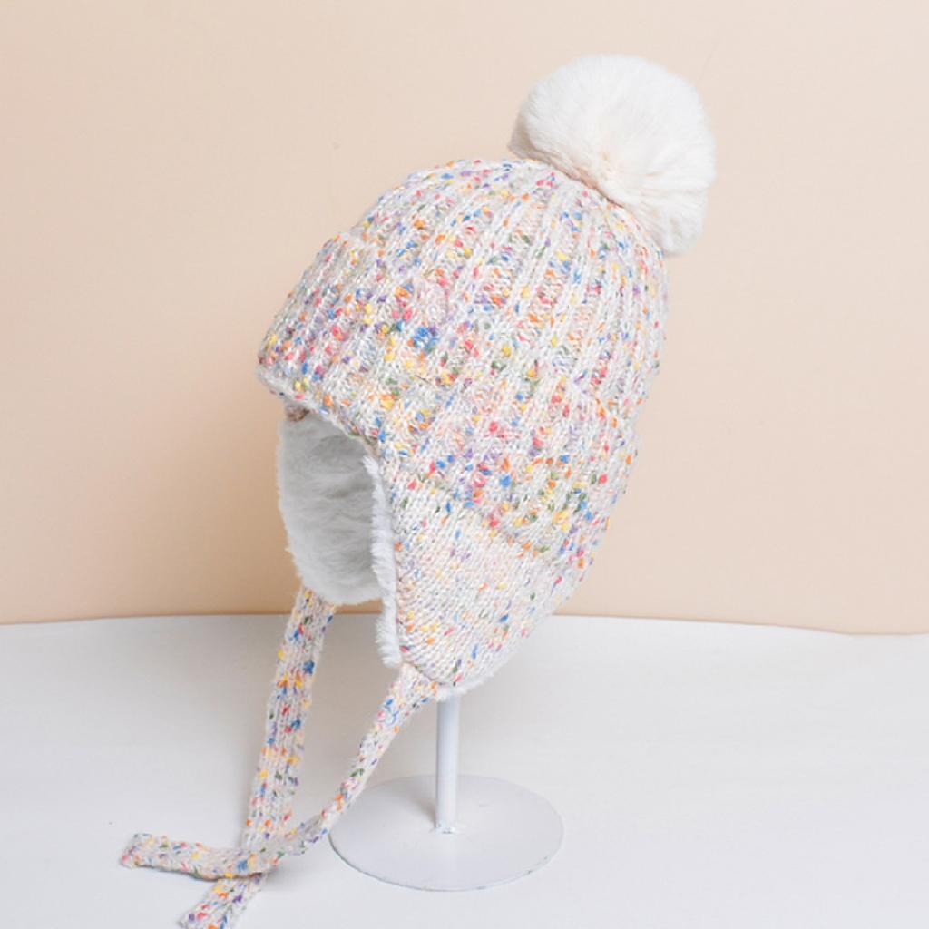 Женская зимняя шапка, вязаная шапка-ушанка, шапка-чулок с ушками, уличная теплая меховая шапка