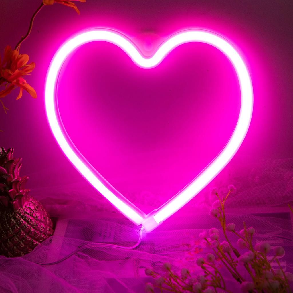Battery/USB LED Neon Light Wall Decoration Butterfly Lightning Heart Neon Sign Night Light for Kids Bedroom Wedding Party Gift