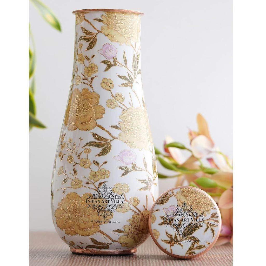Copper Gold Print Bedroom Bottle – Designer Copper Drinkware, Elegant 1500 ML Water Bottle for Home, Office, and Travel