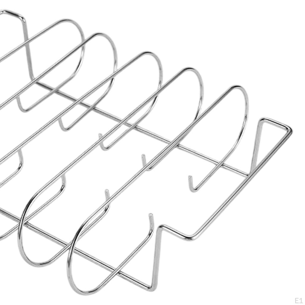 Rib Grill Rack with 4 Slots Accessories Sturdy for Smoking Versatile Space Saving 26x31.5x7.3cm