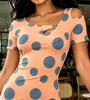 Women Summer Orange Blue Glitter Polka Dot Bodycon Midi Dress Cold Shoulder Slim Fit Sexy Cutout Elegant Dress