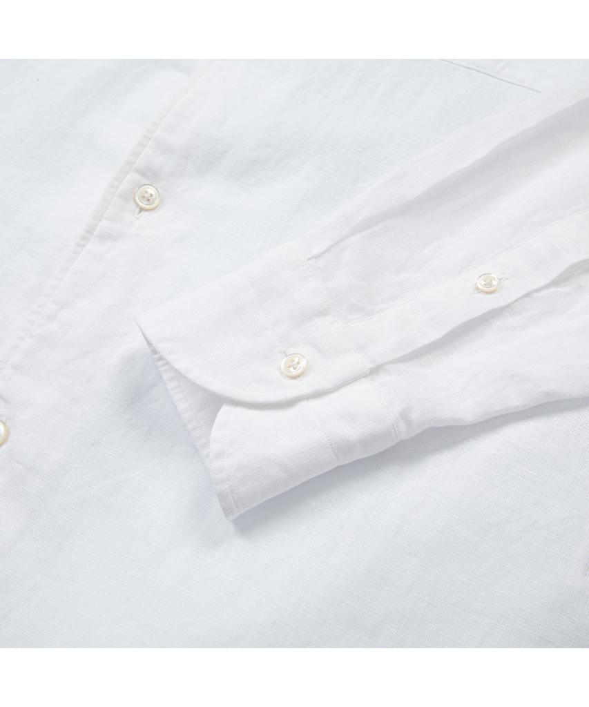 PRODESHIRT [Полуоверсайз] Кубинская льняная рубашка с открытым воротником (белый)