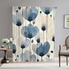 2Pc Fresh Floral Print Curtains, Polyester Fabric, Machine Washable, Suitable For Bedroom And Living Room Decoration