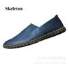 Мужские кожаные туфли с вырезами, ручной работы, на плоской подошве, мокасины, слипоны, на одной петле, повседневные топсайдеры