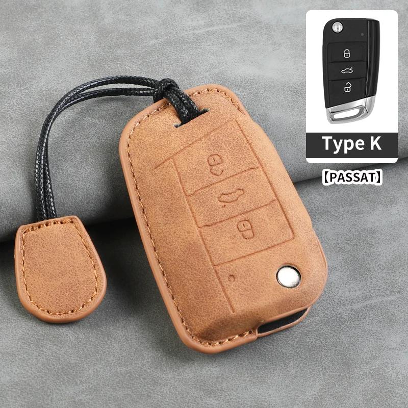 Для VW Volkswagen Polo Golf Passat Beetle Tiguan Skoda Octavia Kodiaq Seat Leon Altea Бесключевой кожаный чехол-обложка для складного автомобильного ключа