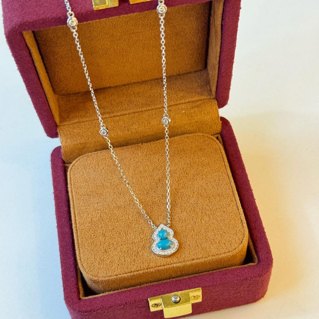New Vintage 100% Pure 925 Sterling Silver Necklaces Pave Aaa Zircconia Gourd Shape Pendant For Women Luxury Design  Fine Jewelry
