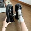Retro Pearl Bow Mary Jane Shoes Women's 2025 Summer New Thick-soled Heightening Single Shoes Japanese Jk Small Leather Shoes