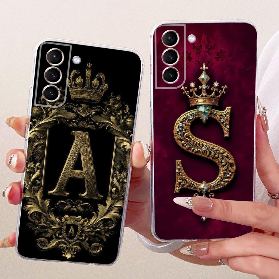 Прозрачный чехол-крышка для Samsung Galaxy S21 FE 5G, эстетичный, роскошный, с буквами-коронами, 2D плоский узор, мягкий корпус, SM-G990B