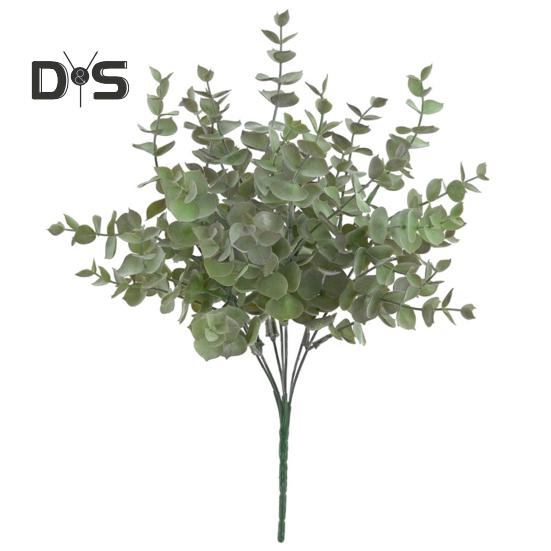 Искусственный эвкалипт со стеблем 7 вилок Не увядает без полива Реквизит для фотографий Реалистичные многоразовые пластиковые искусственные зеленые растения Товары для украшения дома
