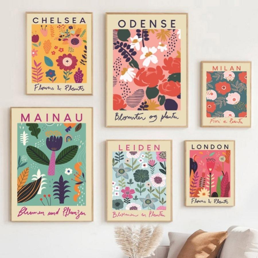 Amsterdam Tokyo Milano London Stockholm Flower Market Boho Art Canvas Painting Posters Prints Wall Pictures Living Room Decor No Frame