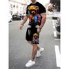 Summer Men Hip Hop Style Printed Men's Crew Neck T-shirt Shorts Set 2025 Fashionable Cartoon Print Street Casual Everything