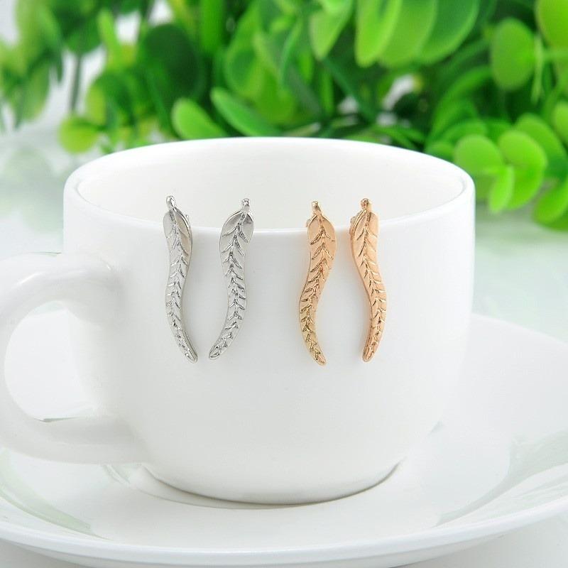 Ювелирные серьги с листьями, золотые перья, женские серьги-гвоздики, аксессуары, подарки