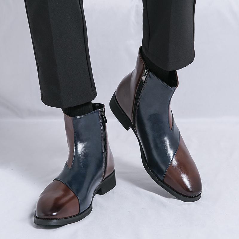 Мужские кожаные ботинки модные Simplicity Pointed Toes Ботильоны для платья Ботильоны Мужские модные высокие ботинки Вечерние мужские туфли на плоской подошве Деловая обувь