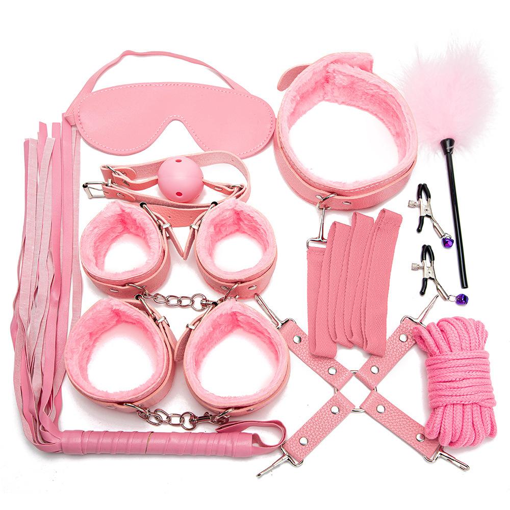 Leather  Kit Bondage Set Adult Toys Sex Games Handcuffs Whip sm Sex Toy Kits Exotic Accessories Erotic Sex Toys for Couples