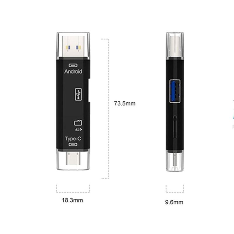 5 в 1 Многофункциональный USB 3.0 Тип C / Usb / Micro Usb / Tf Устройство чтения карт памяти Адаптер для чтения карт OTG