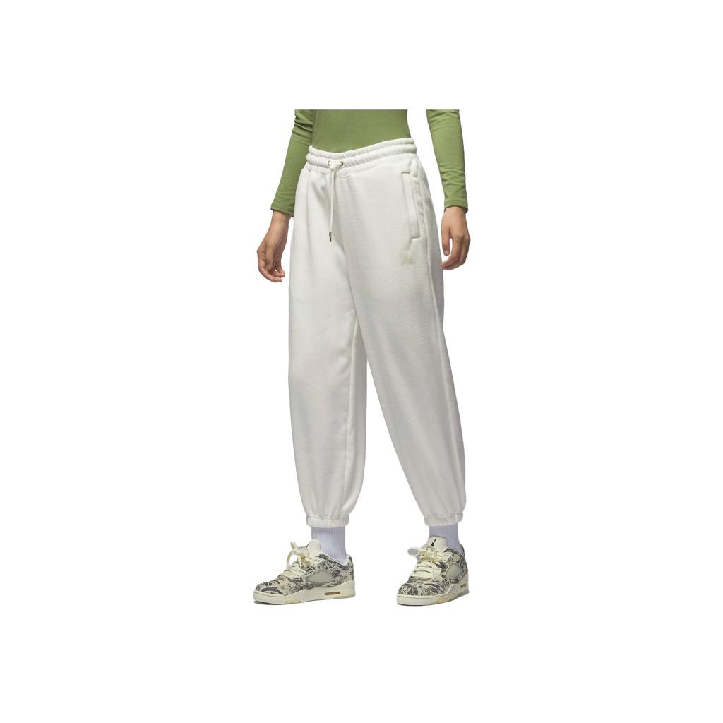 Jordan Solid Color Drawstring Jogger Sweatpants With Fleece Lining Women Bottoms Sail-White FD7235-133