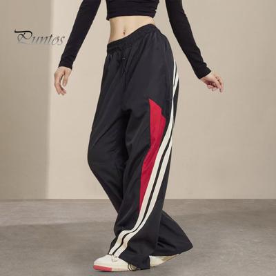 Женские брюки с высокой талией, эластичные, регулируемые, с завязками на шнурке, широкие брюки с вертикальными полосками, спортивные брюки в стиле ретро