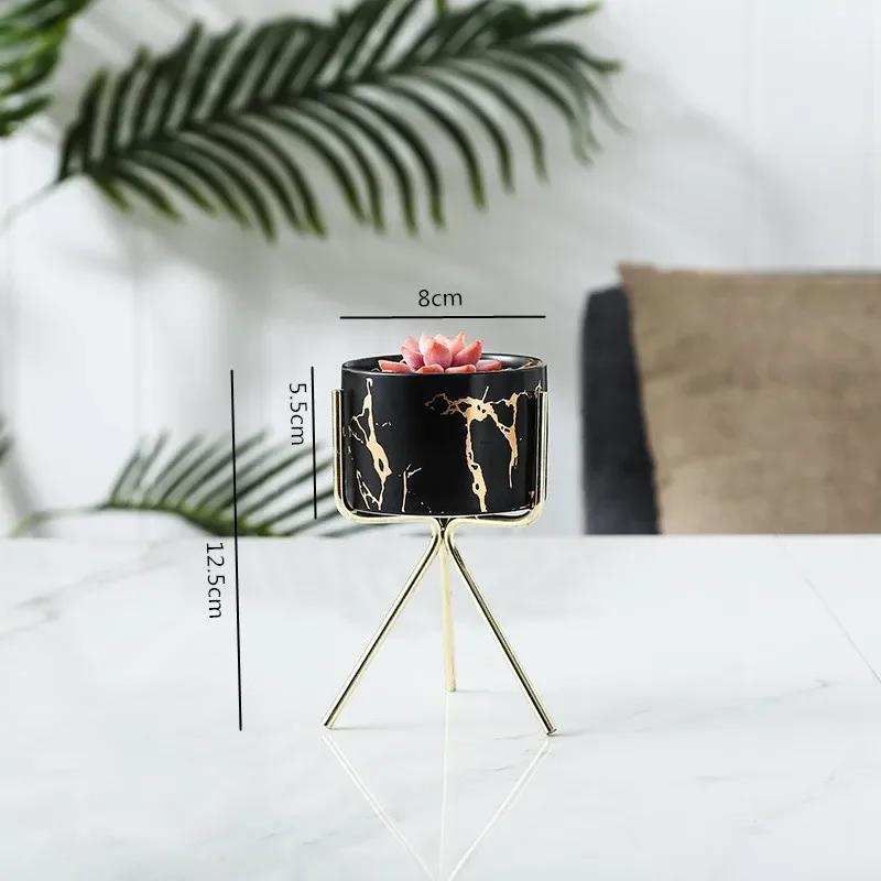 Скандинавская керамическая железная художественная мраморная ваза с узором розовое золото зеленый настольный цветочный горшок для домашнего офиса вазы декоративный суккулентный цветочный горшок