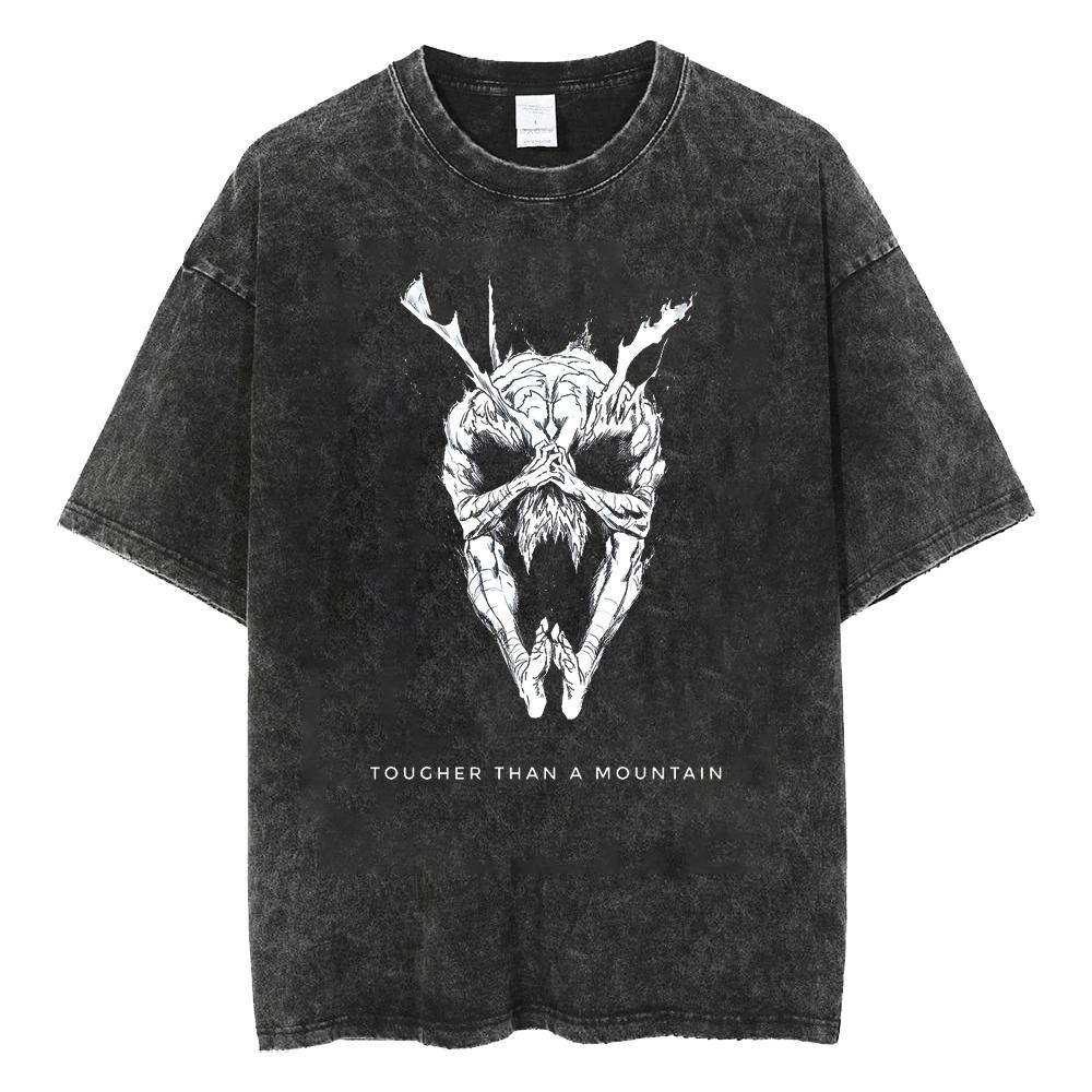 ONE PunchMan Manga Tshirt Saitama Graphic Print T Shirt Vintage Washed Oversized Cotton Tshirt Short Sleeve Tee Mens Clothing
