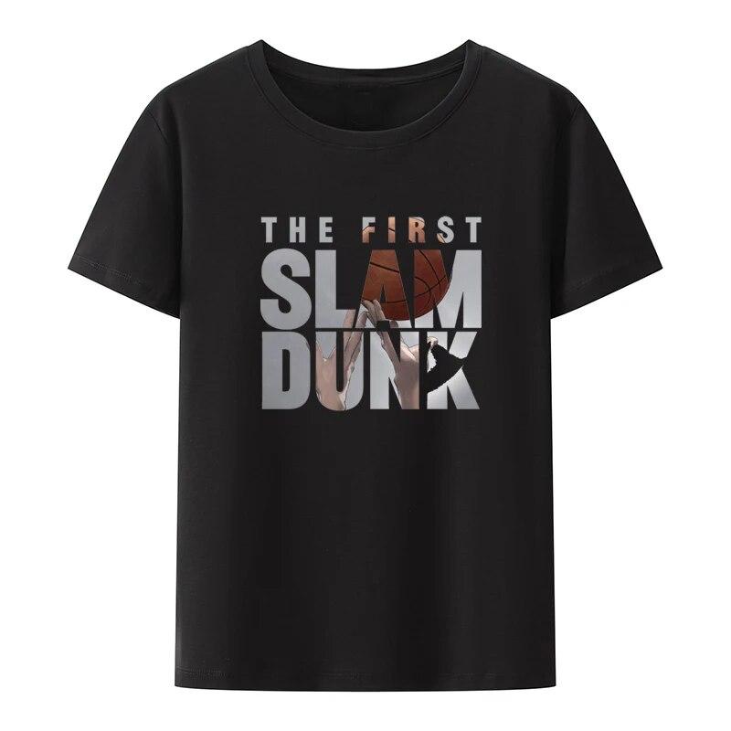 Футболка унисекс Y2k, футболка из чистого хлопка с короткими рукавами SLAMDUNK с буквенным принтом, дышащая, удобная и минималистичная