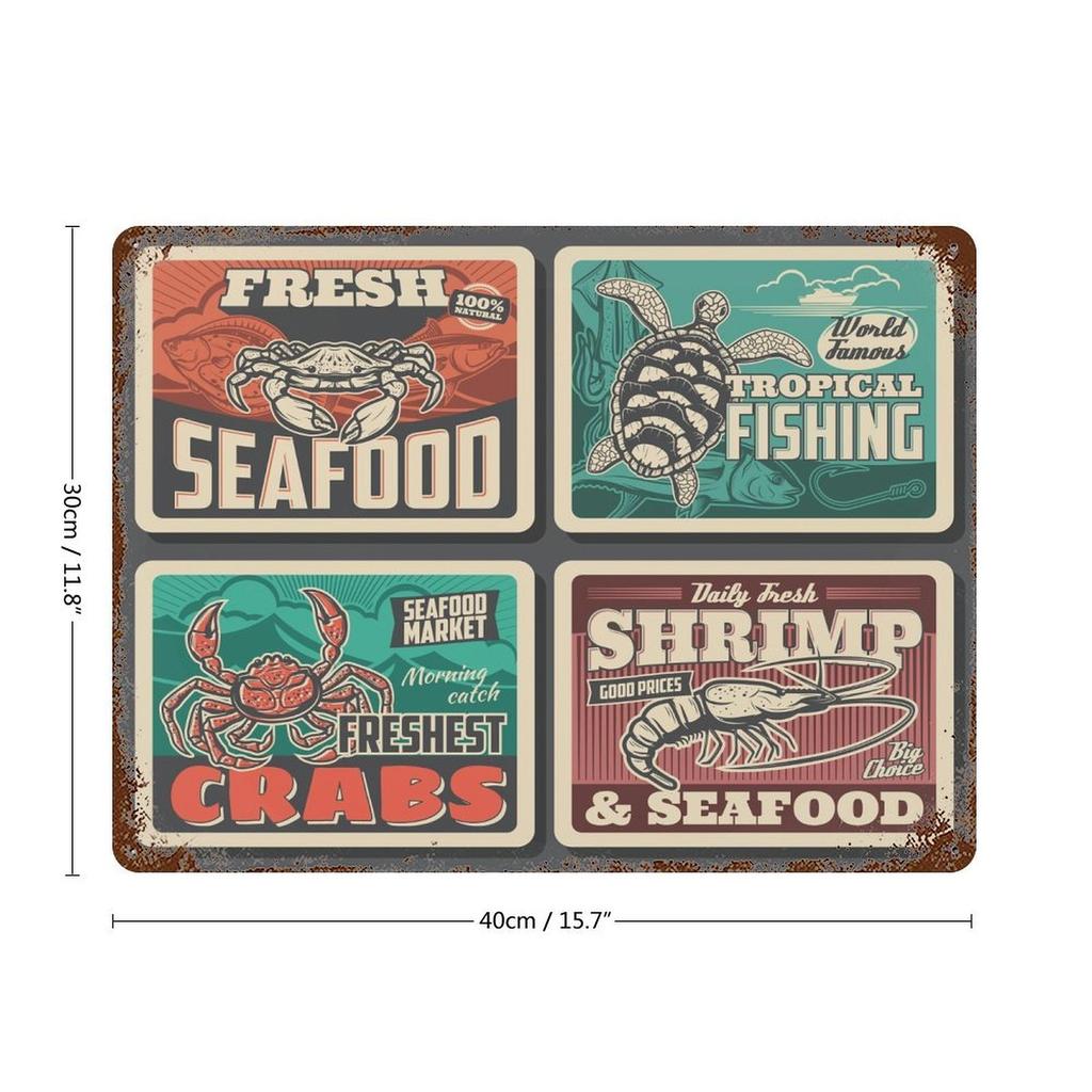 1-Pack distressed industrial wall plaque, 20×30cm and 30×40cm, rusty metal decoration for restaurant, home or cafe