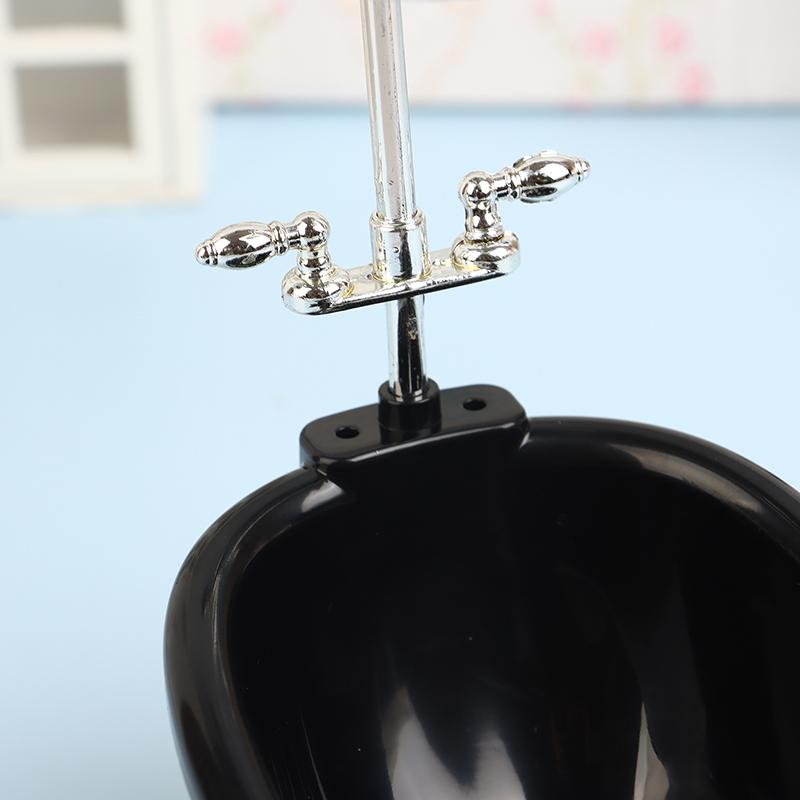 1Set Black Dollhouse Mini Furniture Bathtub Model Toy Simulation Bathroom Accessories Kids Pretend Doll House Decoraton Toy