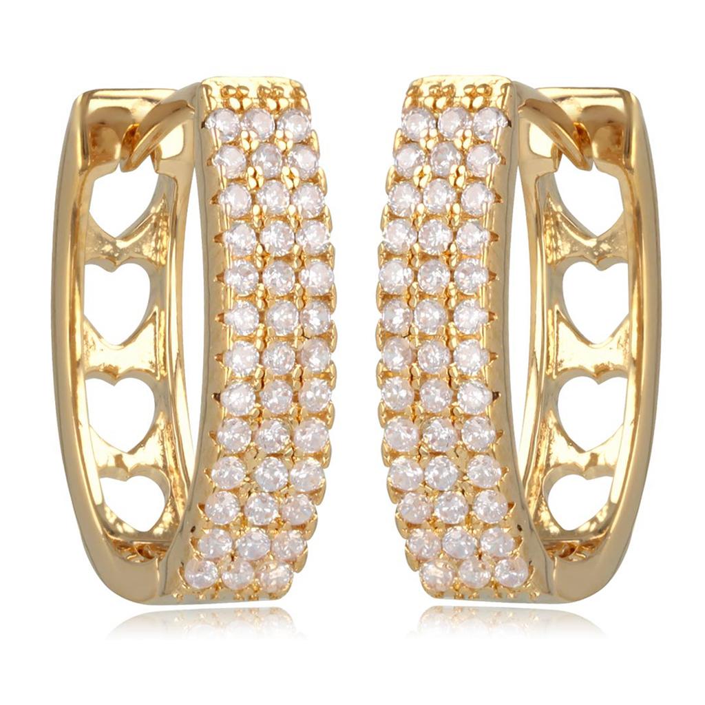 Les Trésors De Lily [R2051] - 'Sissi' Gold Plated Hoop Earrings - 18x14x5 Mm