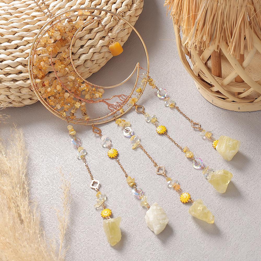 Hand-Woven Wind Chimes Life Tree Dream Crystal Wind Chime Crystal Stone Room Decoration Engraving Christmas