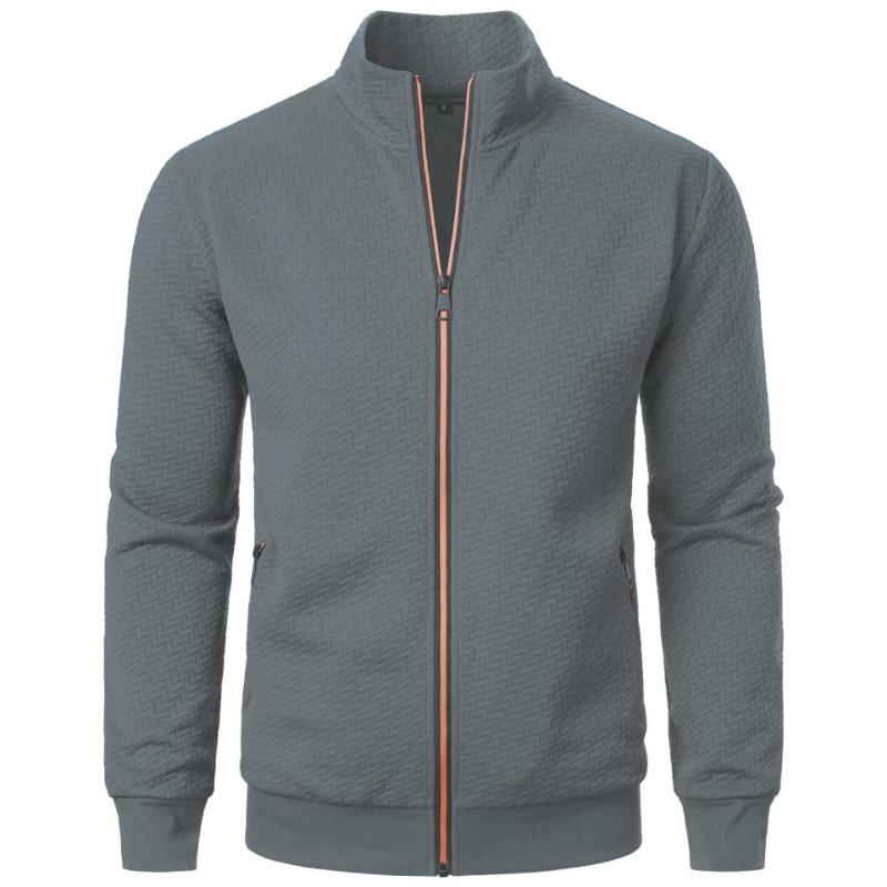 Men S Colorful Zip Stand Collar Casual Cardigan Sweatshirt