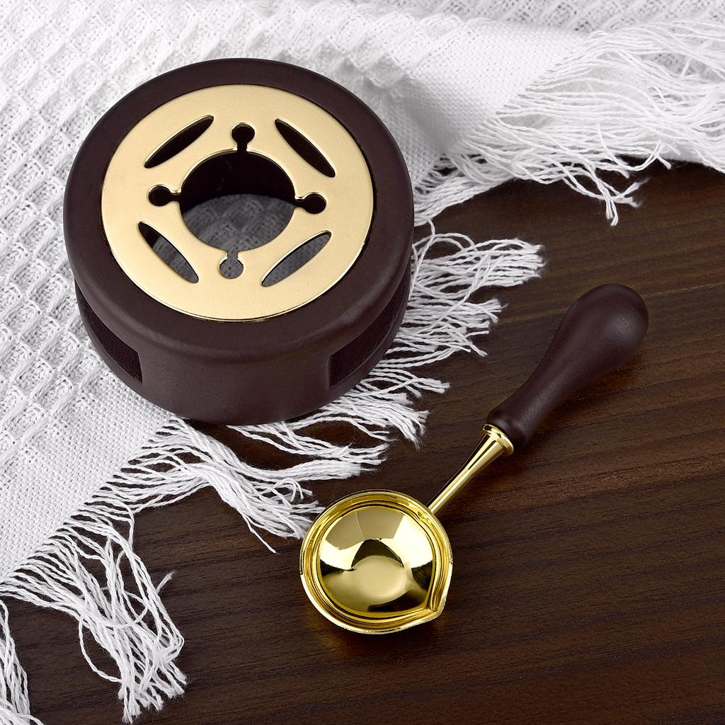 2/3Pcs Set Retro Sealing Wax Furnace Stove Pot Wood Handle Sealing Wax Spoon Wax Sealing Decorative For Candle Stamp Wax Stamp