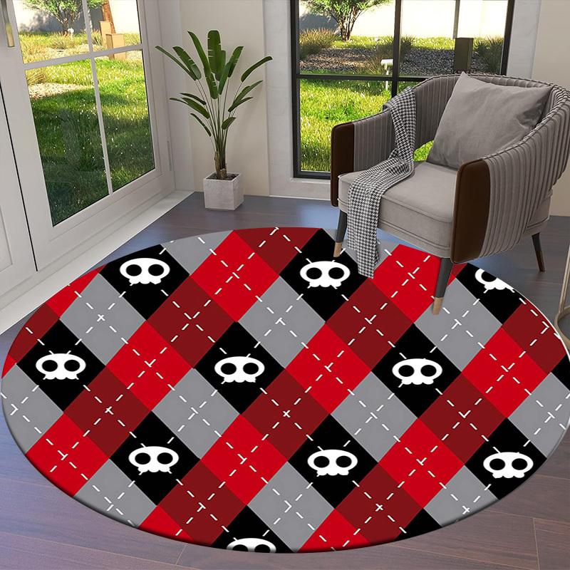 1pc Office Carpet Chair Mats Skull Argyle Pattern Perfect for Decorating Office Chairs, Living Rooms, Or Bedrooms