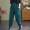 Большие размеры, корейские осенне-зимние женские толстые теплые брюки с высокой талией, коричневые, зеленые, черные свободные брюки, шаровары с карманами на эластичной талии
