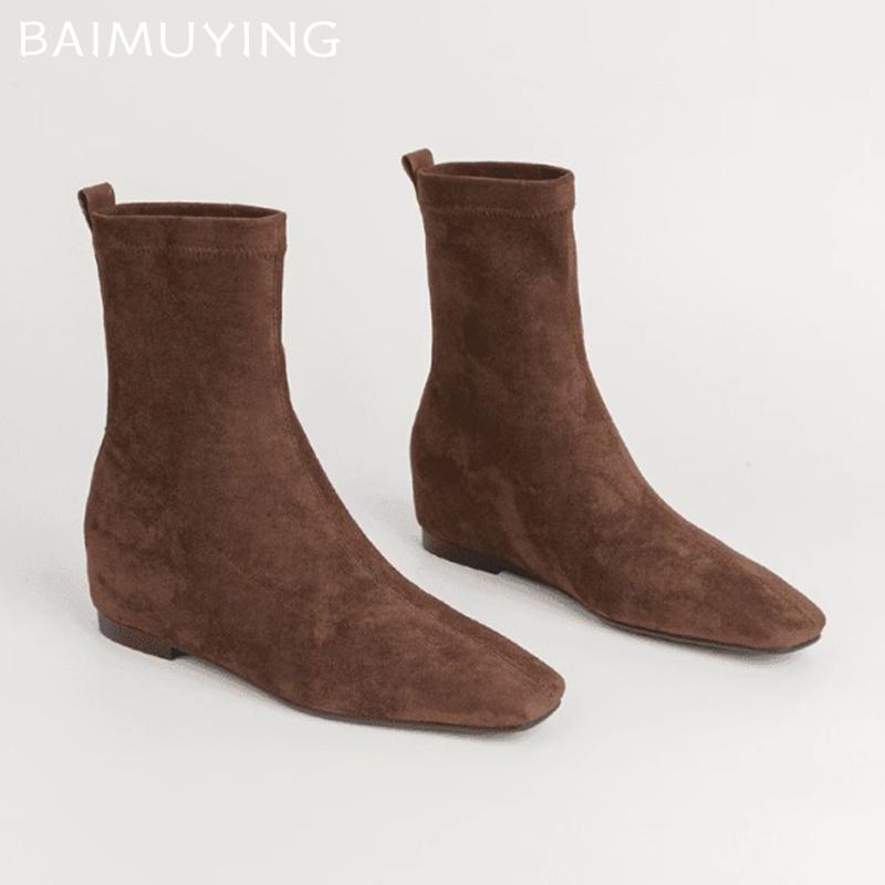 Замшевые балетки женские высокие сапоги дизайнерские туфли до колена в стиле ретро зимние новые брендовые 2025 трендовые готические классические мотоциклетные ботинки женские