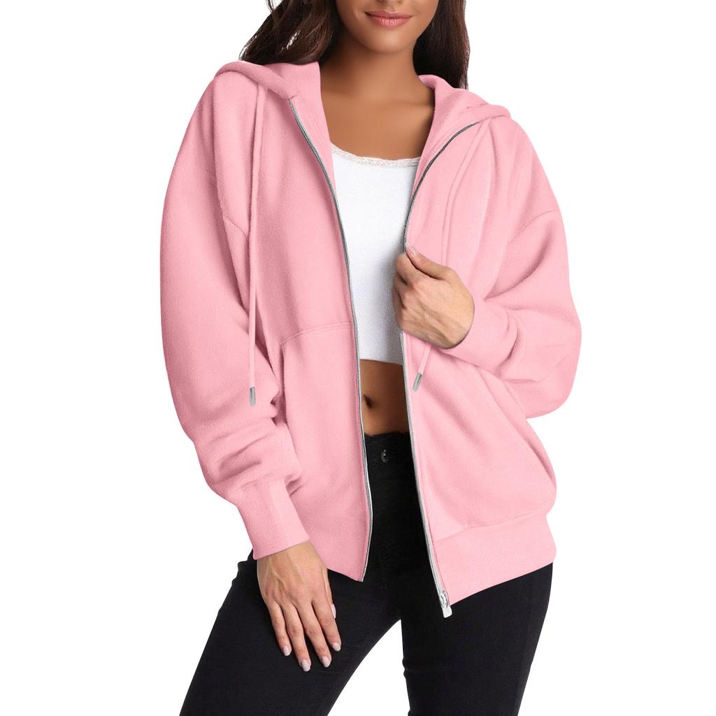 Женская толстовка на молнии с длинным рукавом, спортивная куртка с карманом, модная одежда