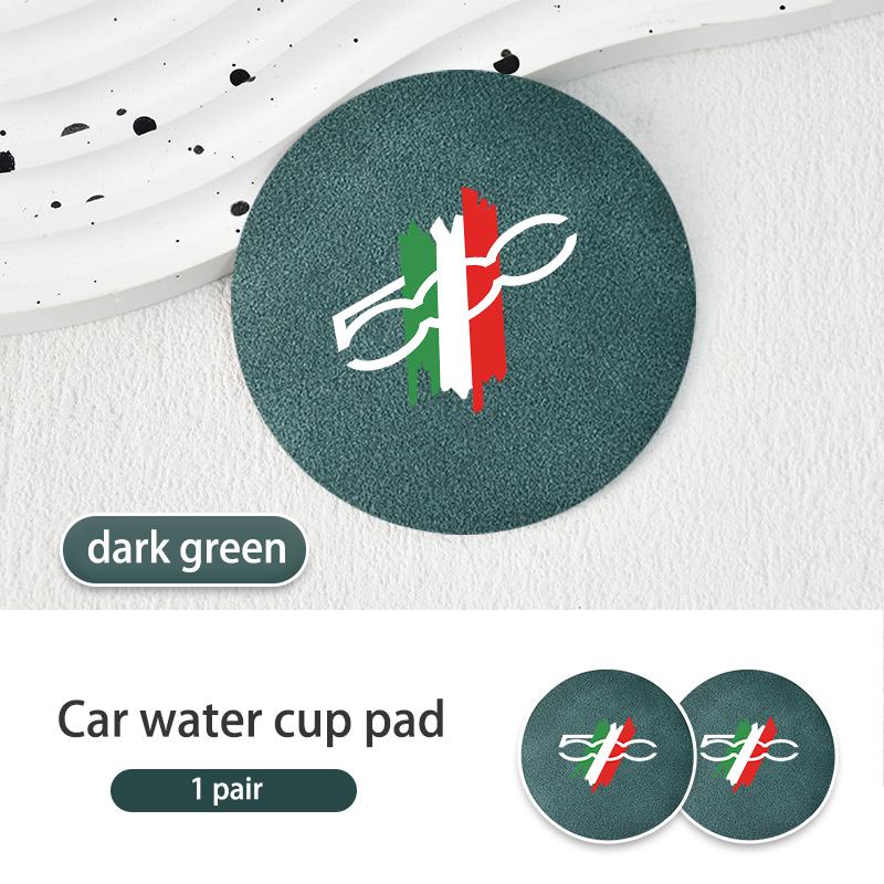 2pcs Suede Car Coaster Water Cup Drink Holder Anti-Slip Pad For Fiat For 500 595 500 695 500C 5CC 695C