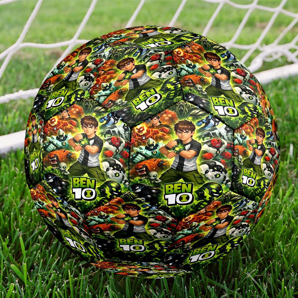 Ben 10 Cartoon Print Size 5 Soccer Ball, Standard Match Football for Sports Game and Team Practice, Ideal Gift for Soccer Fans