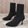 Women Boots Comfortable Elastic Boots Pointed Toe Thin Shoes for Women Ankle Stretch Fabric Winter Hot High Heels Women Boots