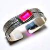 Pink Rubillite Gemstone 925 Silver Plated Handmade Jewelry Cuff Bangle