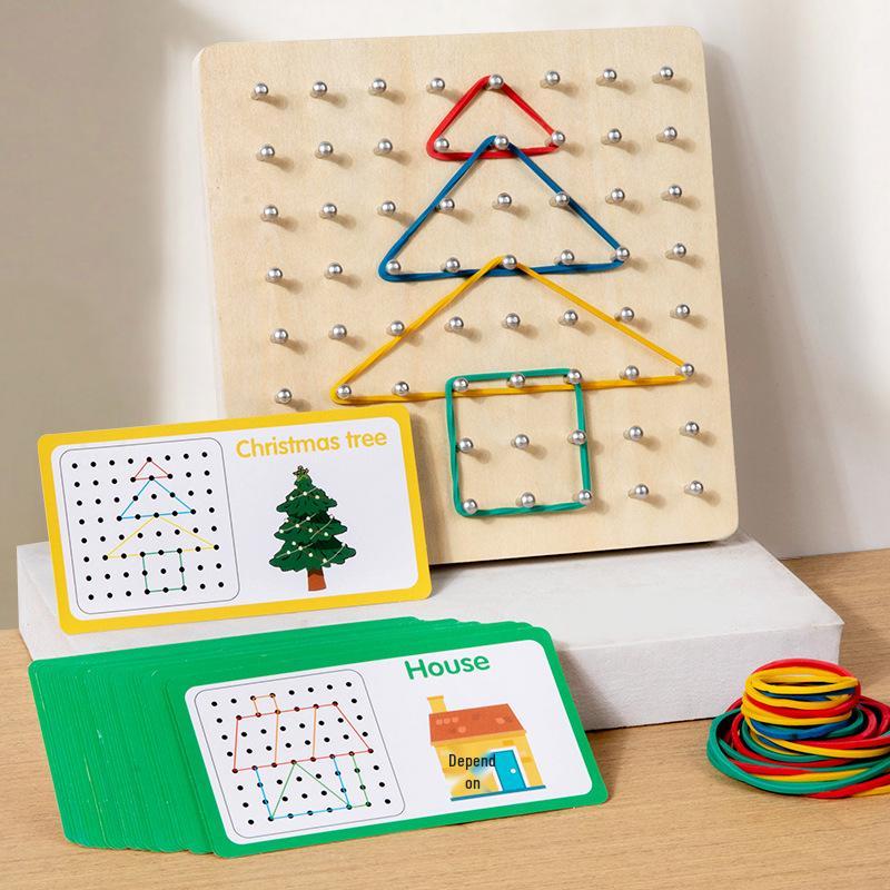 Wooden Geometric Shapes & Pegboard Educational Puzzle Toy for Early Childhood Development