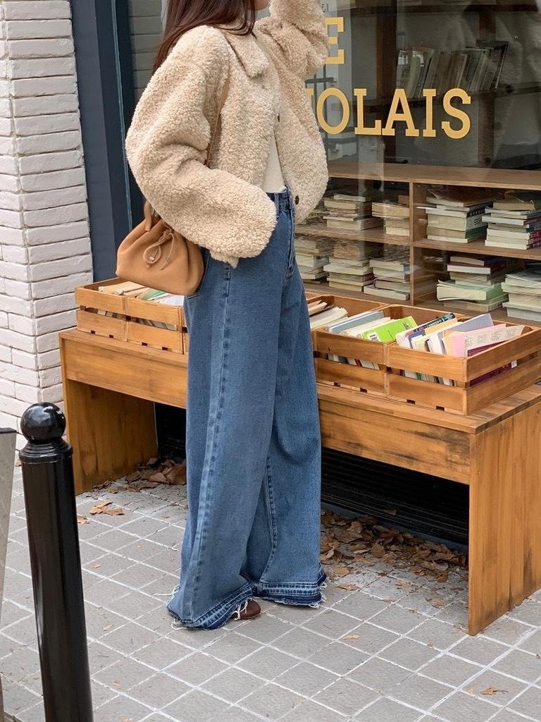 Корейский шик Кардиган с лацканами большого размера: Теплый свободный двусторонний длинный плюшевый пальто Осень/Зима для женщин