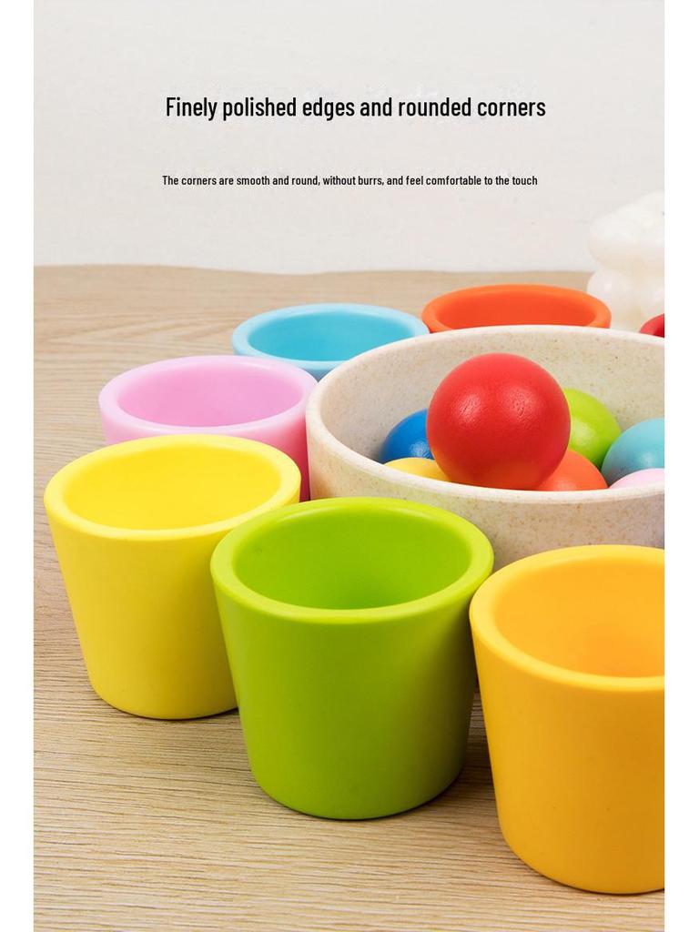 Набор разноцветных деревянных шариков и чашек для раннего развития: Улучшение координации движений рук и глаз, а также взаимодействие родителей и детей