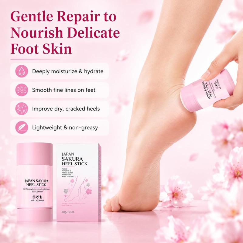 Japan Sakura Foot Heel Stick, Heel Balm for Dry Cracked, Deeply Moisturize & Soften Feets for Hands, Heels, Elbows, Knees and More